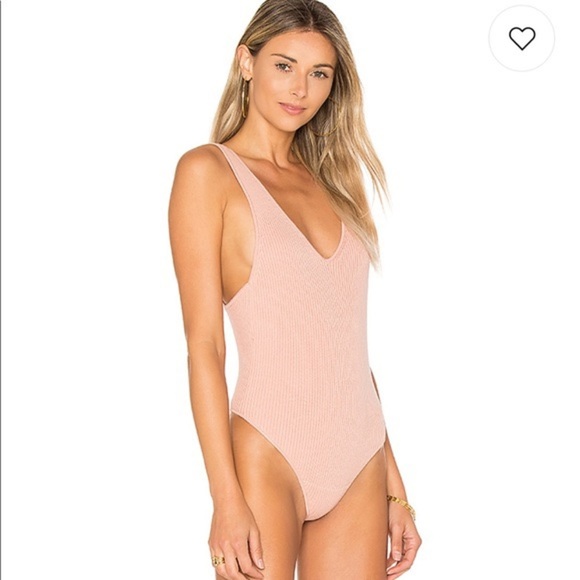 Ale By Alessandra x Revolve Marisol Thong Bodysuit Rose Pink Ribbed Cotton - Picture 2 of 10